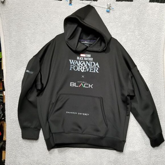 Actively Black Wakanda Black Panther Hoodie Black Collection Pullover Jacket 3XL - Picture 7 of 16